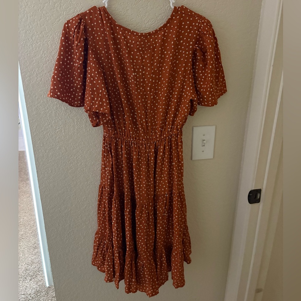 Angie Rust Polka Dot Tiered Dress – Size M (NWT, Boot Barn) - Picture 3 of 4